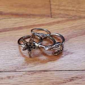 2 for$5 🚀Set of 4 Stackable Star Moon Crystal & Midi Ring